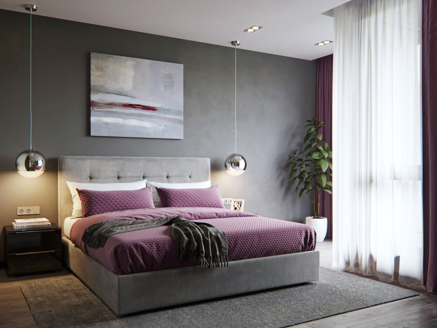 Серая спальня в интерьере: 150 фото дизайна и сочетания оттенков